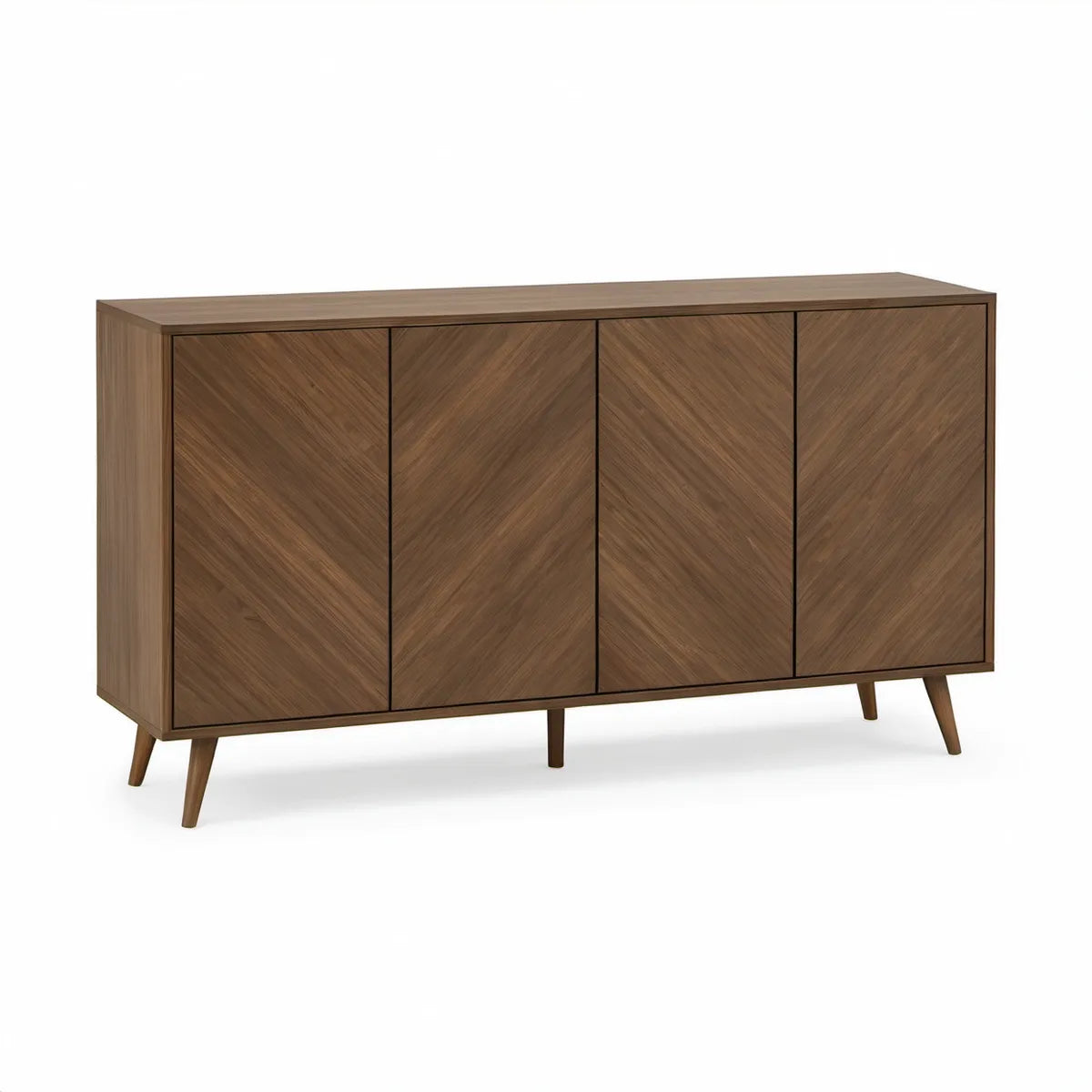 Příborník se 4 dvířky v ořechově hnědé barvě, 160 × 40 × 80 cm, MDF